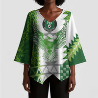 Custom Nigeria National Football Kimono Sleeve Blouse Naija Super Eagles - Wonder Print Shop