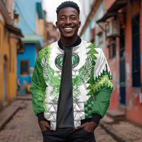 Custom Nigeria National Football Sleeve Zip Bomber Jacket Naija Super Eagles - Wonder Print Shop