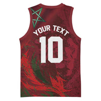 Custom Morocco National Football Basketball Jersey The Atlas Lions Grunge with National Flag - Wonder Print Shop