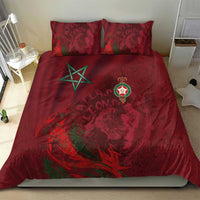 Morocco National Football Bedding Set The Atlas Lions Grunge with National Flag - Wonder Print Shop