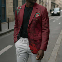 Custom Morocco National Football Blazer The Atlas Lions Grunge with National Flag - Wonder Print Shop