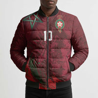 Custom Morocco National Football Bomber Puffer Jacket The Atlas Lions Grunge with National Flag - Wonder Print Shop
