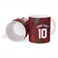 Custom Morocco National Football Ceramic Mug The Atlas Lions Grunge with National Flag - Wonder Print Shop