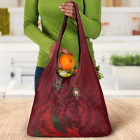 Morocco National Football Grocery Bag The Atlas Lions Grunge with National Flag - Wonder Print Shop