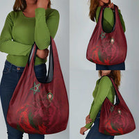 Morocco National Football Grocery Bag The Atlas Lions Grunge with National Flag - Wonder Print Shop