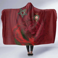 Morocco National Football Hooded Blanket The Atlas Lions Grunge with National Flag - Wonder Print Shop