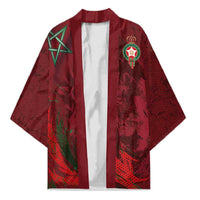 Custom Morocco National Football Kimono The Atlas Lions Grunge with National Flag - Wonder Print Shop