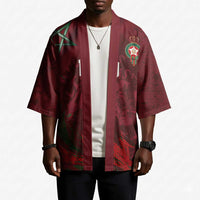 Custom Morocco National Football Kimono The Atlas Lions Grunge with National Flag - Wonder Print Shop