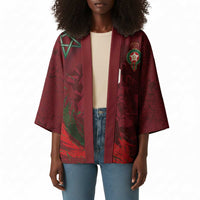 Custom Morocco National Football Kimono The Atlas Lions Grunge with National Flag - Wonder Print Shop
