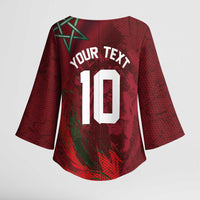Custom Morocco National Football Kimono Sleeve Blouse The Atlas Lions Grunge with National Flag - Wonder Print Shop