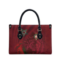 Morocco National Football Leather Bag The Atlas Lions Grunge with National Flag - Wonder Print Shop