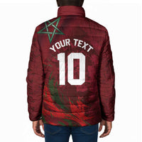 Custom Morocco National Football Padded Jacket The Atlas Lions Grunge with National Flag - Wonder Print Shop