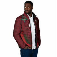 Custom Morocco National Football Padded Jacket The Atlas Lions Grunge with National Flag - Wonder Print Shop