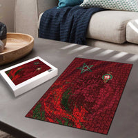 Morocco National Football Puzzle The Atlas Lions Grunge with National Flag - Wonder Print Shop