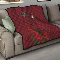 Morocco National Football Quilt The Atlas Lions Grunge with National Flag - Wonder Print Shop