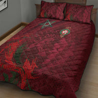 Morocco National Football Quilt Bed Set The Atlas Lions Grunge with National Flag - Wonder Print Shop