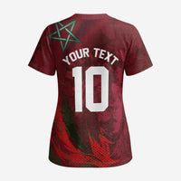 Custom Morocco National Football Scrub Top The Atlas Lions Grunge with National Flag - Wonder Print Shop