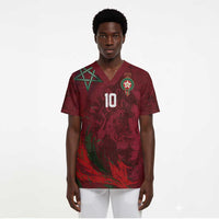 Custom Morocco National Football Scrub Top The Atlas Lions Grunge with National Flag - Wonder Print Shop