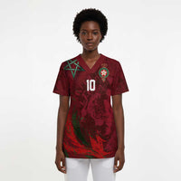Custom Morocco National Football Scrub Top The Atlas Lions Grunge with National Flag - Wonder Print Shop