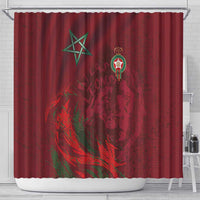 Morocco National Football Shower Curtain The Atlas Lions Grunge with National Flag - Wonder Print Shop