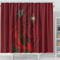 Morocco National Football Shower Curtain The Atlas Lions Grunge with National Flag - Wonder Print Shop
