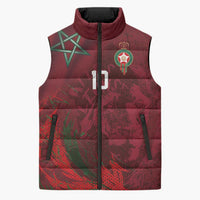 Custom Morocco National Football Sleeveless Puffer Jacket The Atlas Lions Grunge with National Flag - Wonder Print Shop