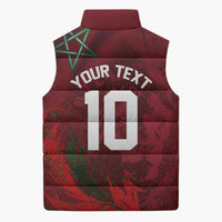 Custom Morocco National Football Sleeveless Puffer Jacket The Atlas Lions Grunge with National Flag - Wonder Print Shop