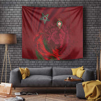 Morocco National Football Tapestry The Atlas Lions Grunge with National Flag - Wonder Print Shop