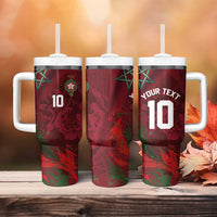 Custom Morocco National Football Tumbler With Handle The Atlas Lions Grunge with National Flag - Wonder Print Shop