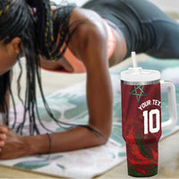 Custom Morocco National Football Tumbler With Handle The Atlas Lions Grunge with National Flag - Wonder Print Shop