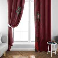 Morocco National Football Window Curtain The Atlas Lions Grunge with National Flag - Wonder Print Shop