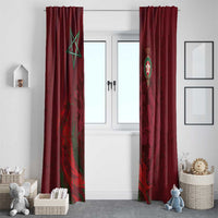 Morocco National Football Window Curtain The Atlas Lions Grunge with National Flag - Wonder Print Shop