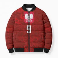 Custom Poland National Football Bomber Puffer Jacket The Eagles on Flames - Wonder Print Shop