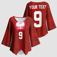 Custom Poland National Football Kimono Sleeve Blouse The Eagles on Flames - Wonder Print Shop