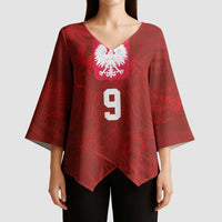 Custom Poland National Football Kimono Sleeve Blouse The Eagles on Flames - Wonder Print Shop
