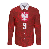 Custom Poland National Football Long Sleeve Button Shirt The Eagles on Flames - Wonder Print Shop