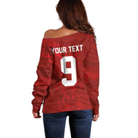 Custom Poland National Football Off Shoulder Sweater The Eagles on Flames - Wonder Print Shop