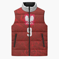 Custom Poland National Football Sleeveless Puffer Jacket The Eagles on Flames - Wonder Print Shop