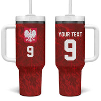 Custom Poland National Football Tumbler With Handle The Eagles on Flames - Wonder Print Shop