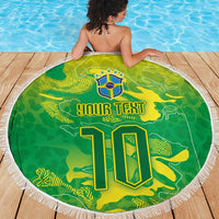Custom Brazil National Football Beach Blanket South American Wild Nature Sporty Style - Wonder Print Shop