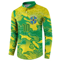 Custom Brazil National Football Button Sweatshirt South American Wild Nature Sporty Style - Wonder Print Shop