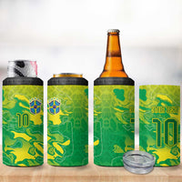 Custom Brazil National Football 4 in 1 Can Cooler Tumbler South American Wild Nature Sporty Style - Wonder Print Shop