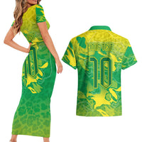 Custom Brazil National Football Couples Matching Short Sleeve Bodycon Dress and Hawaiian Shirt South American Wild Nature Sporty Style - Wonder Print Shop
