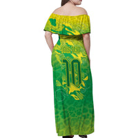 Custom Brazil National Football Family Matching Off Shoulder Maxi Dress and Hawaiian Shirt South American Wild Nature Sporty Style - Wonder Print Shop