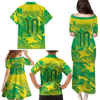 Custom Brazil National Football Family Matching Puletasi and Hawaiian Shirt South American Wild Nature Sporty Style - Wonder Print Shop