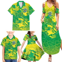 Custom Brazil National Football Family Matching Summer Maxi Dress and Hawaiian Shirt South American Wild Nature Sporty Style - Wonder Print Shop