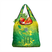 Custom Brazil National Football Grocery Bag South American Wild Nature Sporty Style - Wonder Print Shop