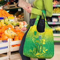 Custom Brazil National Football Grocery Bag South American Wild Nature Sporty Style - Wonder Print Shop