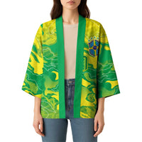 Custom Brazil National Football Kimono South American Wild Nature Sporty Style - Wonder Print Shop