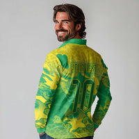 Custom Brazil National Football Long Sleeve Polo Shirt South American Wild Nature Sporty Style - Wonder Print Shop